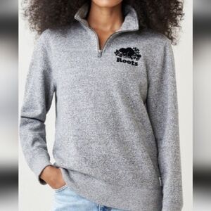 Roots Grey Quarter Zip Sweatshirt XS women